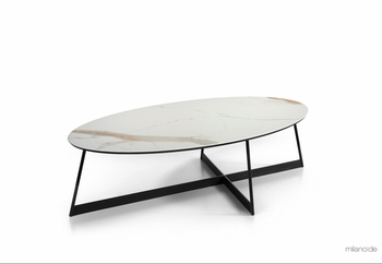 Τραπεζάκι Mezzo Ceramic Oval σε κεραμική επιφάνεια και μεταλλική βάση