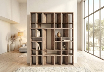 Βιβλιοθήκη Nivalis σε ξύλο teak rustic