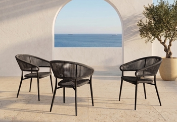 Καρέκλα Lotte με σκελετό αλουμινίου και ρατάν σε σκούρο γκρι χρώμα