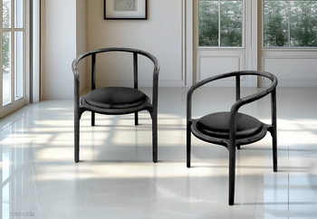 Καρέκλα Porac Black σε μασίφ ξύλo και eco leather σε μαύρη απόχρωση