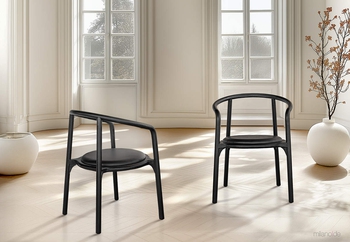 Καρέκλα Porac Black σε μασίφ ξύλo και eco leather σε μαύρη απόχρωση