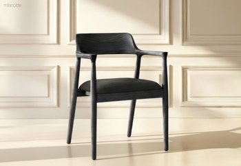 Καρέκλα Sintra Black σε μαύρο μασίφ ξύλο και eco leather