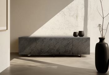 Μπουφέ Nerea Granite Dark με σώμα σε ματ λάκα και όψεις σε τεχνοτροπία granite dark