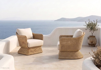 Πολυθρόνα Caliente σε ρατάν και λευκό ύφασμα
